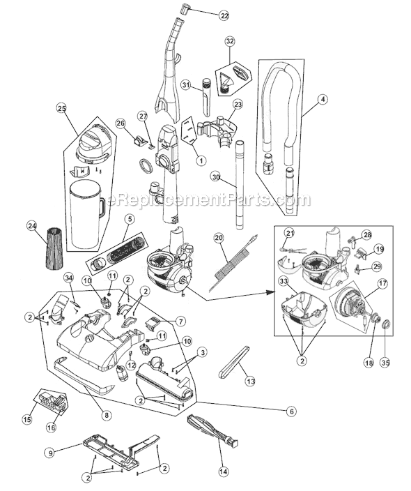 Page A Diagram and Parts List for M085840HD  Dirt Devil Upright Vacuum